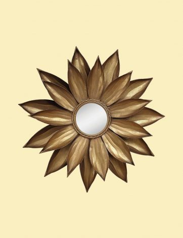 ANTQUE METAL LEAFS DECORATIVE MIRROR, Color : Antique Brass