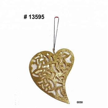 Metal Christmas Hanging Heart Shape, Color : Multi Color