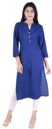 Plain Blue Cotton Kurti, Style : Casual Wear, Formal Wear, Regular