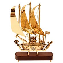 Brass Ship Wooden Base, Color : Golden