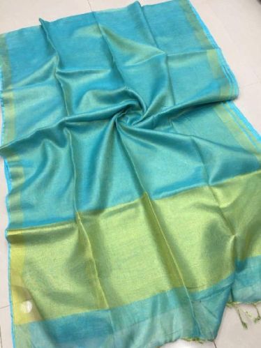 Plain 500 Unstitched Tissue Linen Saree, Saree Length : 6.5 Meter