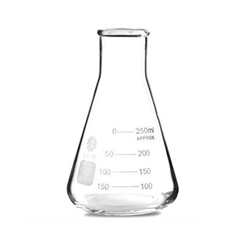 Borosilicate Glass 250ml Conical Flask, For Chemical Laboratory, Color : Transparent