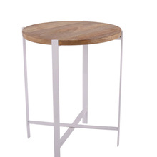 Iron Side Table, For Home Hotel Restaurant, Color : WHITE / NATURAL