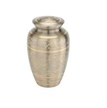 Brass Classic Engraved Cremation Urn, For Adult, Style : American Style