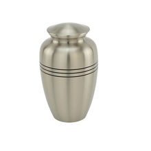 Three Bands Pewter Cremation Urn, For Adult, Style : American Style