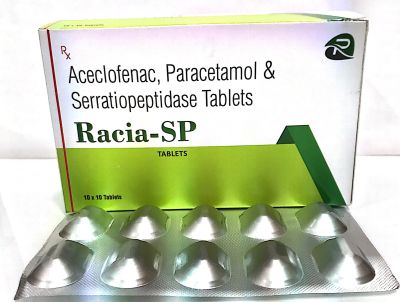 Aceclofenac 100mg + Paracetamol 325mg + Serratiopeptadise 15mg Tablet