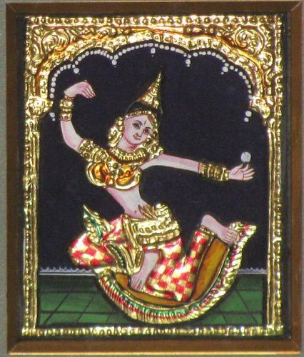 Canvas Dancing Lady Tanjore Paintings, For Used Home Decoration, Technique : Handmade