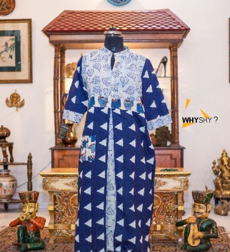 Printed Cotton Kalamkari Stitched Suit, Technics : Woven