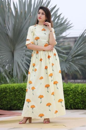 Printed Designer Cotton Kurtis, Size : L, M, XL