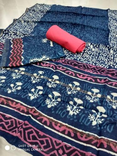Printed Silk Fabric Etc. Cotton Suit Material, Feature : Skin Friendly