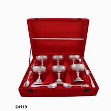 Metal Ice Cream Bowl Set, Color : Silver