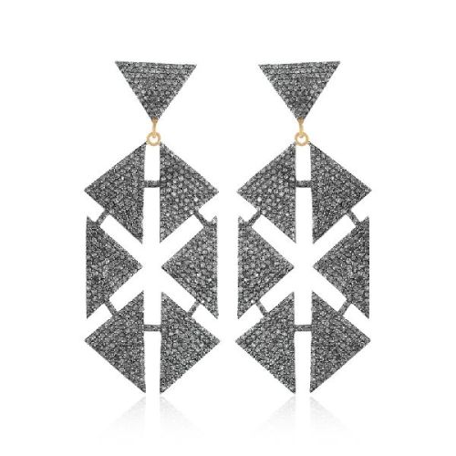 Diamonds Handmade Hexagon Dangle Earrings