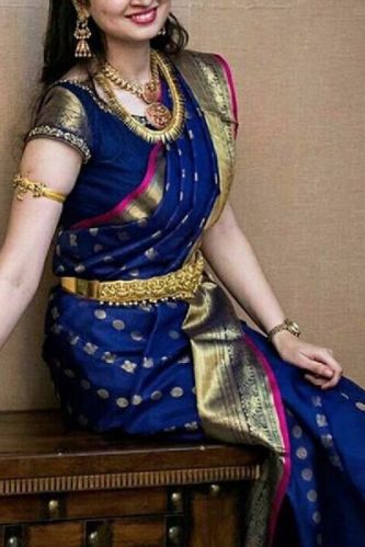 Blue Partywear Colored Soft Silk Printed Sarees _SD194