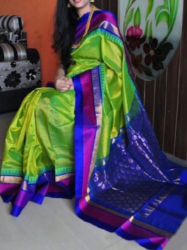 Green N Blue Color Soft Silk Designer Sarees - Sd711