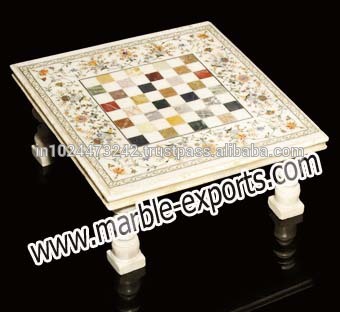 White Stone Marble Inlay Table Top