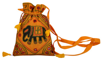 Cotton Fabric Shoulder Bag, Color : Yellow, Multi