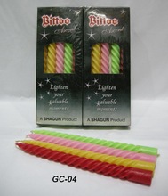 Pillar Paraffin Wax Colored Tapper Candles, For Home Decoration, Color : Multi-Colored