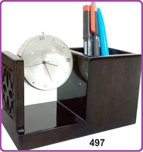 Metal Pen Stand Clock, Color : Customized