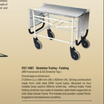 Metal Folding Stretcher Trolley, Color : White