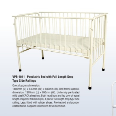 Mild Steel Paediatric Bed, Size : 1480*840*600 Mm