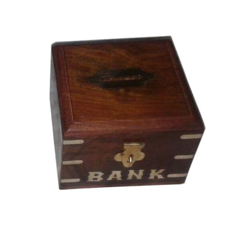 Box Rustic Wood Money Bank