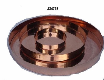 Copper Metal Round Tray