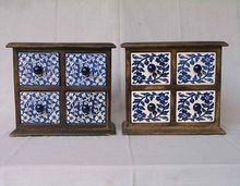 Mango Wood Ceramic Drawers Chest