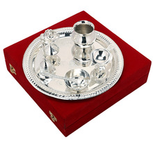 Metal Silver Plated Puja Thali, Style : Home Decorative Items