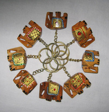 Wooden Elephant Key Chain