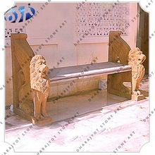 Beige Sandstone Lion Status Bench, Color : Mint Yellow