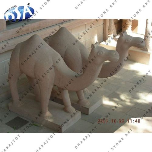 100% Natural Material (marble Pink Sandstone Camel Statue, For Garden, Hotel, Home, Complex Decoration