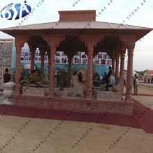 100% Natural Material (marble Stone Gazebo, Color : Red