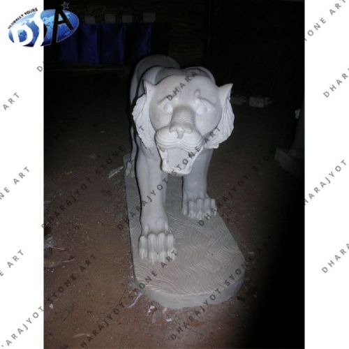 100% Natural Material (marble White Marble Tiger Statue, For Garden, Hotel, Home, Complex Decoration