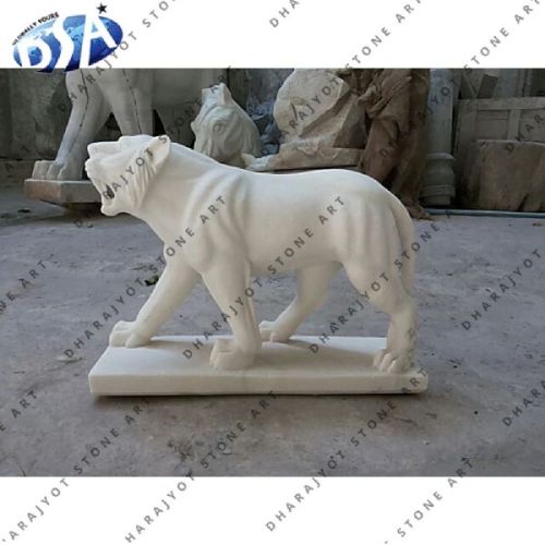 100% Natural Material (marble White Marble Tiger Statue, For Garden, Hotel, Home, Complex Decoration