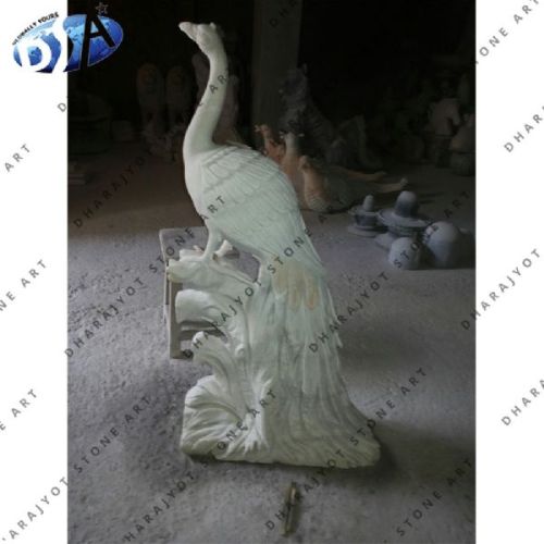 White Sandstone Standing Peacock Statue, Style : Western, Modern, Indian, American, European