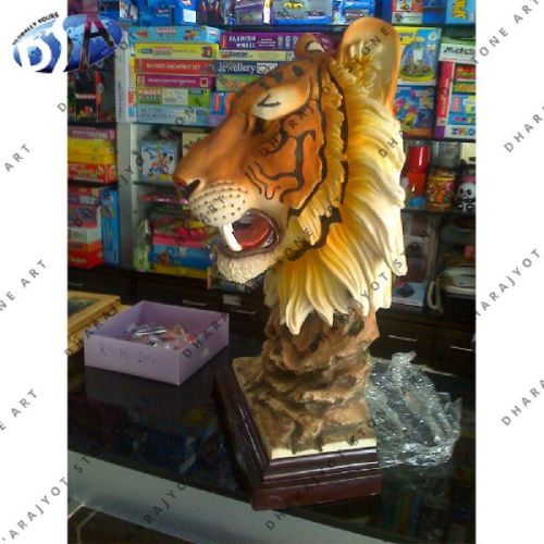 Yellow Marble Tiger Head Statues, For Garden, Hotel, Home, Complex Decoration, Style : Western, Modern