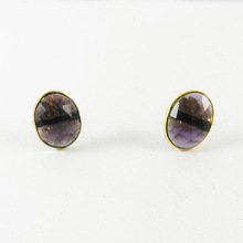 Amethyst Hydro Gemstone Stud Earring