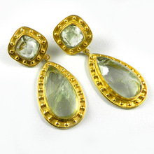 Shilpi Impex Aqua Crackle Glass Earring