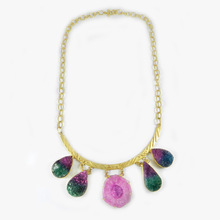 Bio Color Druzy Gemstone Necklace, Gender : Children's, Unisex, Women's