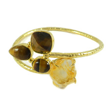 Citrine Rough Hammered Bracelet