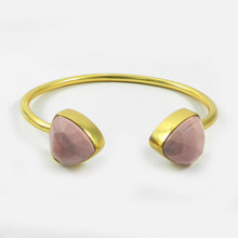 Natural Pink Opal Gemstone Brass Bracelet, Gender : Children's, Men's, Unisex, Women's