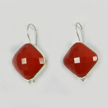 Synthetic Red Coral Gemstone Earring