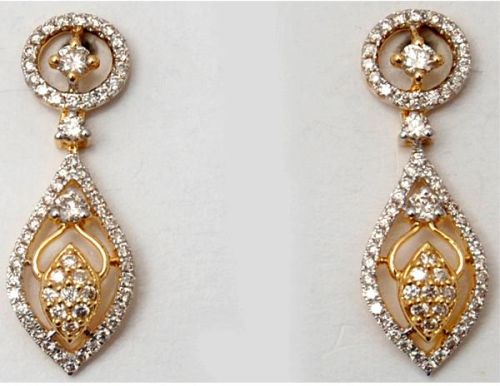 Designer Diamond Studded Pear Shaped Drop Earrings