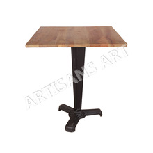 Rustic Solid Wood Iron Base Restaurant Table