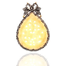 Silver Carved Pave Diamond Pendant, Occasion : Anniversary, Engagement, Gift, Party, Wedding