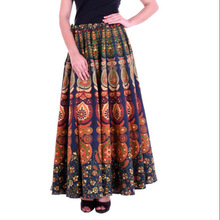 Cotton Peacock Mandala Print Skirt, Feature : Plus Size