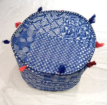 Vintage Fabric Round Pouf