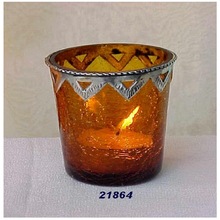 Orange Glass AND Brass Votives, For Holidays