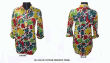 Cotton Flower Printed Tunic, Sleeve Style : Short Sleeve