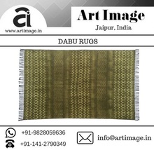 Bagru Dabu Printed and Hand Embroidery Dhurrie Rug